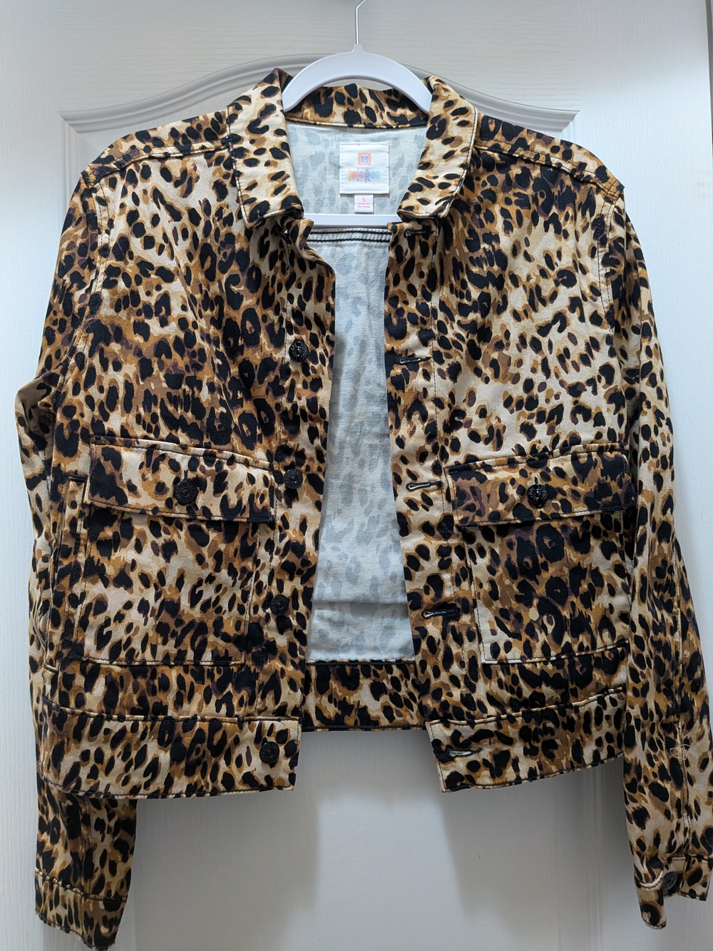 LuLaRoe Leopard Print Cropped Jean Jacket - Brown/Black